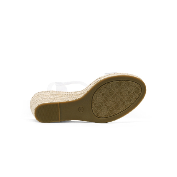 Open Toe Espadrille Platform Wedge Sandals - CLEAR NUDE PU - 4
